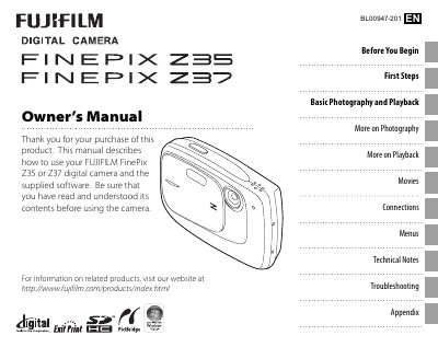 FUJI FINEPIX Z35/Z37 digital camera user manual(1)(1) - cover page