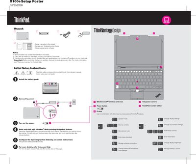 Lenovo ThinkPad X100e Quick Start Guide - cover page