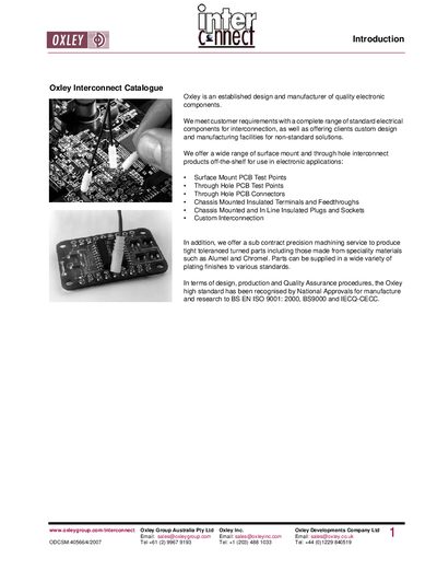 Oxley Interconnect Catalogue - cover page
