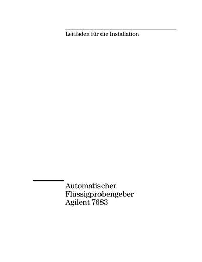 Agilent 7683 Automatic Liquid Sampler Installation Guide - cover page