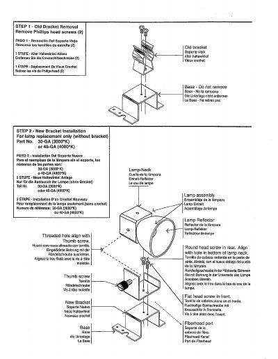 Bracket Replacement Instructions for Lamp Assembly - cover page