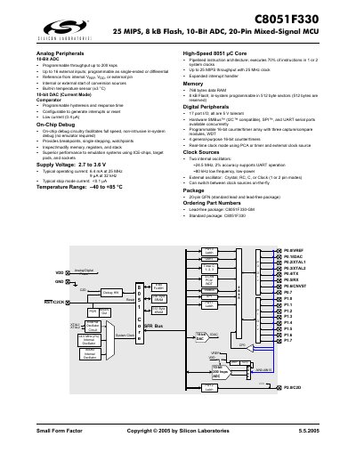 Silicon Laboratories C8051F330 Datasheet - cover page