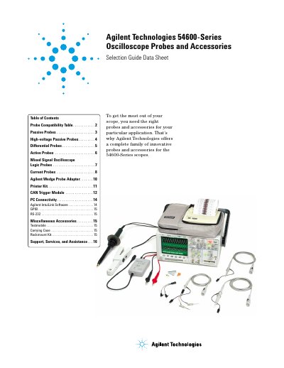 Agilent 54600-Series Oscilloscope Probes and Accessories Selection Guide - cover page