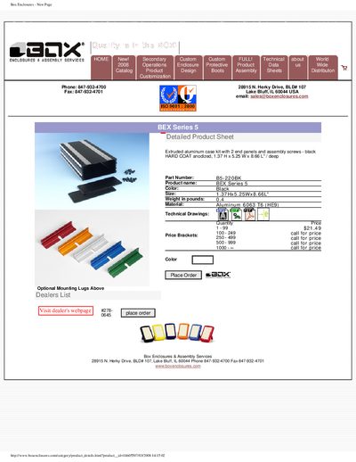 Box Enclosures BEX Series 5 Product Sheet - cover page