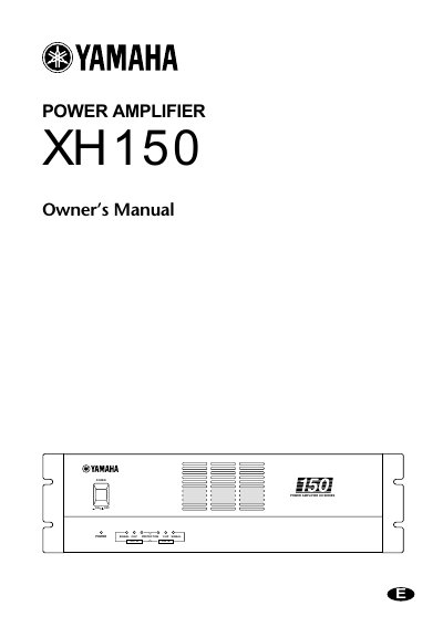 Yamaha XH150 Power Amplifier Owner's Manual
