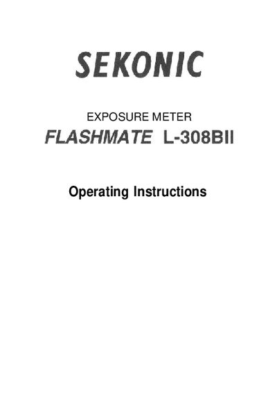 SEKONIC LOf308BII FlashmateManual - cover page