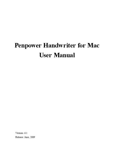 Penpower Handwriter for Mac User Manual - cover page