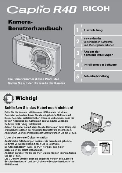 Ricoh Caplio R40 Digital Camera User Manual - cover page