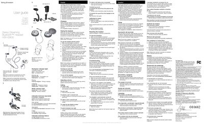 Sony HBH-IS800 Bluetooth Stereo Headset User Guide - cover page