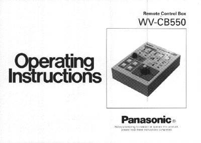 Panasonic WV-CB550 Remote Control Box User Manual - cover page