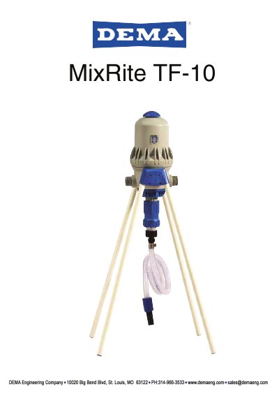 MixRite TF 10 Proportioning Dosing Injector User Manual - cover page