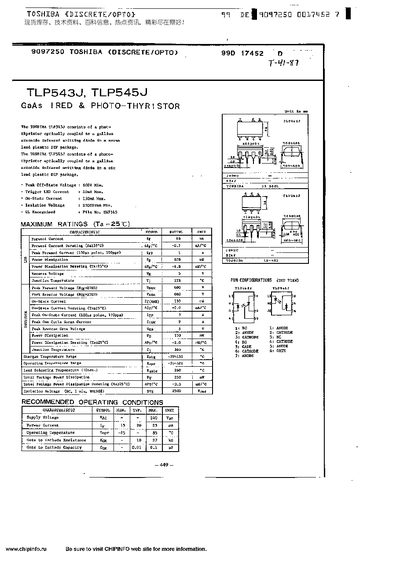 Toshiba TLP543J/TLP545J Datasheet
