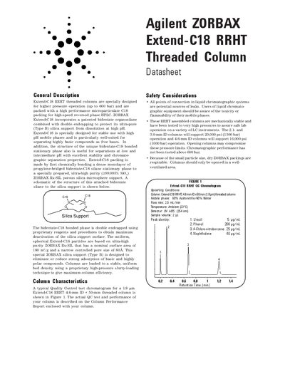 Agilent ZORBAX Extend-C18 RRHT Threaded Column Datasheet