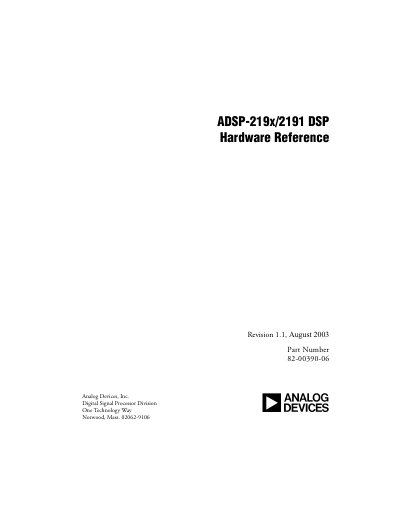 Analog Devices ADSP-219x/2191 DSP Hardware Reference Manual