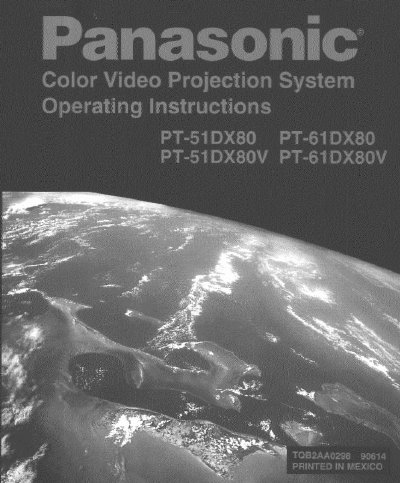 Panasonic PT-51DX80/PT-61DX80 Projection Television Operating Instructions - cover page