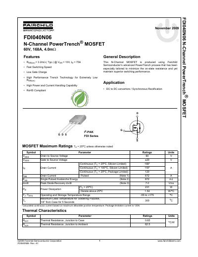 FAIRCHILD FDI040N06 Manual - cover page