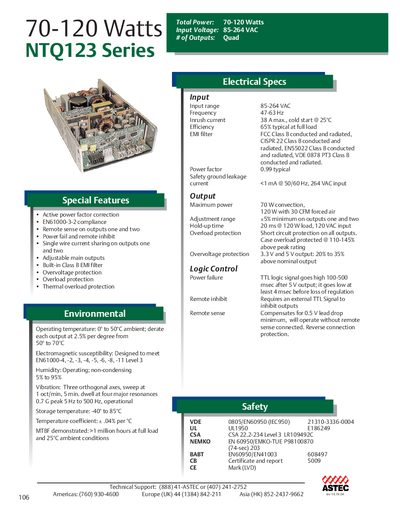 EMERSON NETWORK POWER 70-120 Watts NTQ123 Series(1) - cover page