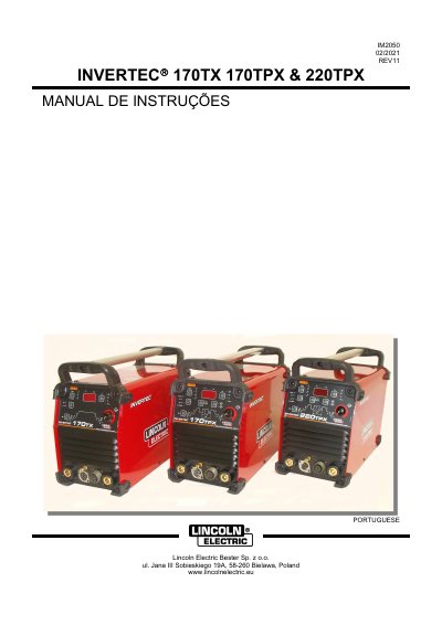 Lincoln Electric INVERTEC 170TX/TPX & 220TPX Inverter Welders User Manual