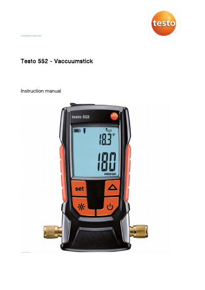Testo 552 Vacuum Gauge User Manual - cover page