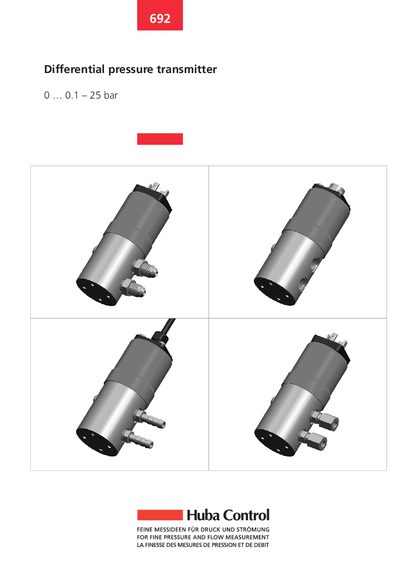 Huba Control 692 Differential Pressure Transmitter Manual - cover page