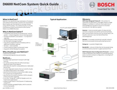 Bosch NetCom System D6600 Quick Guide - cover page