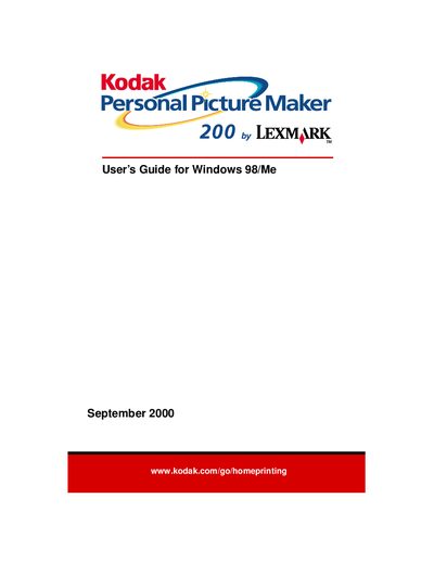Kodak Personal Picture Maker User Guide for Windows 98/Me