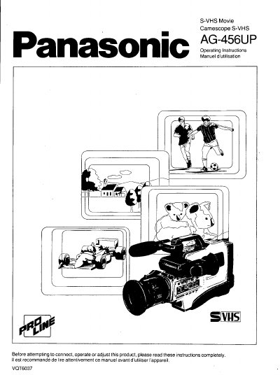 Panasonic AG-456UP S-VHS Movie Camera Operating Instructions - cover page