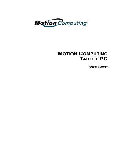 Motion Computing Tablet PC User Guide - cover page