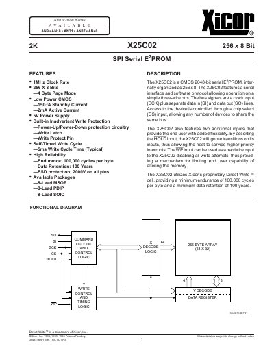 Xicor X25C02 Datasheet - cover page
