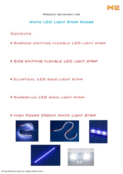 HLLL LED Light Strip Product Datasheet - cover page