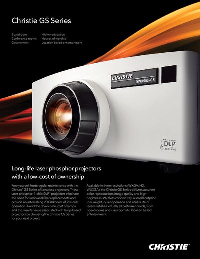 Christie GS Series Boardroom Projector Product Leaflet - cover page