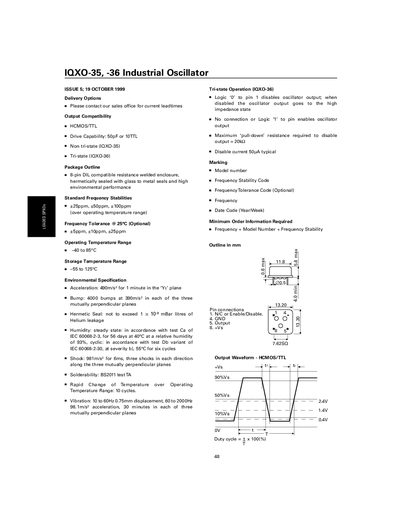 IQXO-35 -36 Industrial Oscillator handbook - cover page