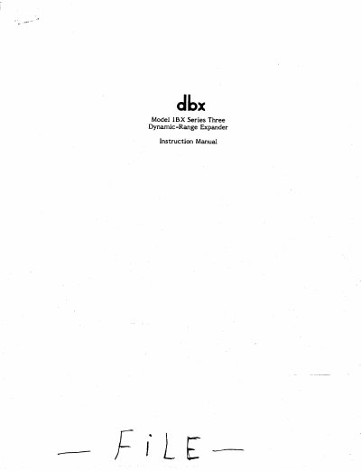 dbx 1BX Series Three Dynamic-Range Expander Instruction Manual - cover page