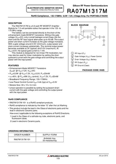 MITSUBISHI RA07M1317M Manual - cover page