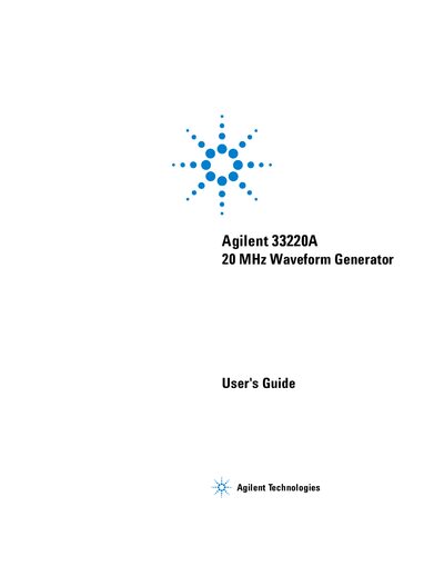 Agilent 33220A Waveform Generator User's Guide - cover page