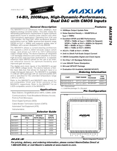 Maxim MAX5874 DAC Datasheet - cover page