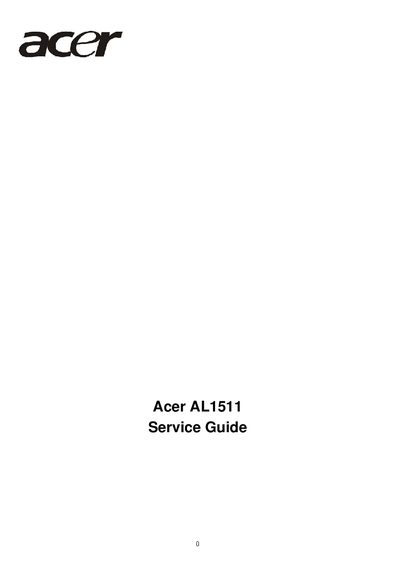Acer AL1511 Monitor Service Manual - cover page