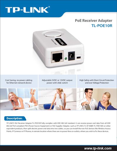 TP-Link TL-POE10R PoE Receiver Adapter User Manual - cover page
