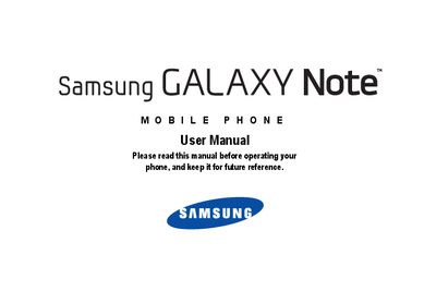 Samsung Galaxy Note User Manual - cover page