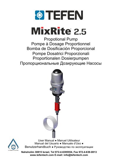 Tefen MixRite 2.5 Proportional Pump User Manual