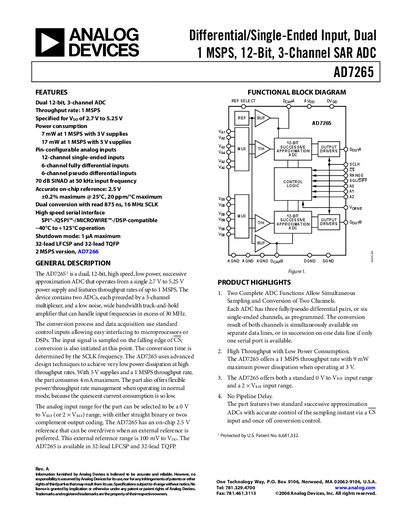 Analog Devices AD7265 Datasheet - cover page