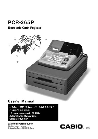 Casio PCR-265P Electronic Cash Register User Manual - cover page
