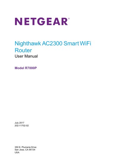 NETGEAR Nighthawk AC2300 Smart WiFi Router R7000P User Manual