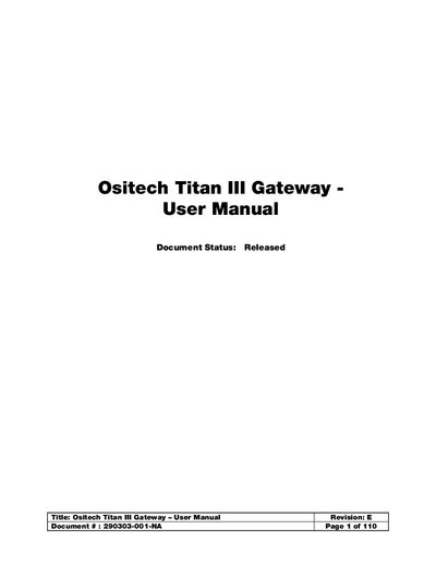 Ositech Titan III Gateway User Manual