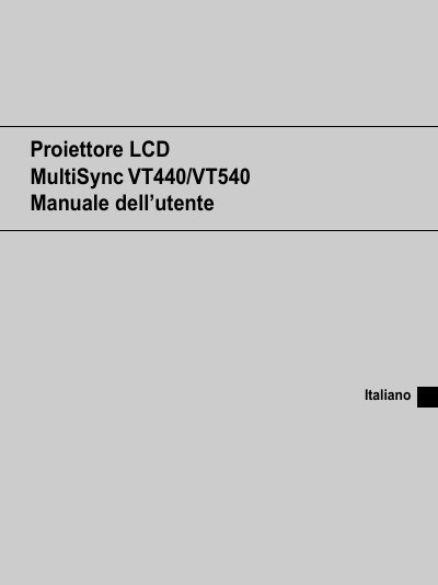 NEC VT440/VT540 Projector User Manual - cover page