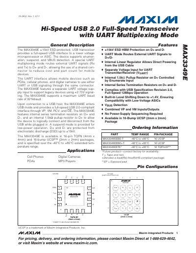 Maxim MAX3349E USB Transceiver Datasheet
