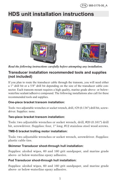 Lowrance HDS Installation Guide - cover page