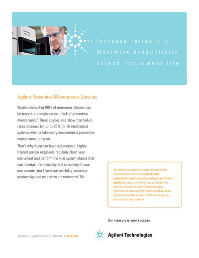 Agilent Preventive Maintenance Services Description of Services - cover page