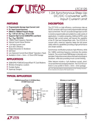 Linear Technology LTC3125 Datasheet - cover page