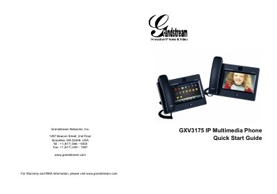 Grandstream GXV3175 IP Multimedia Phone Quick Start Guide - cover page